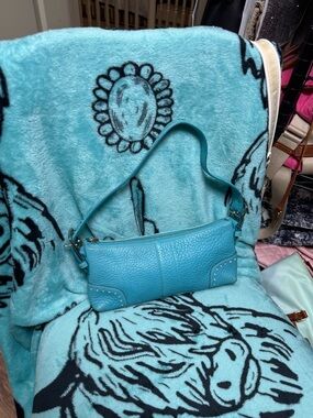 Coach RARE teal Hamptons Pebbled Leather Demi Bag Y2K vintage